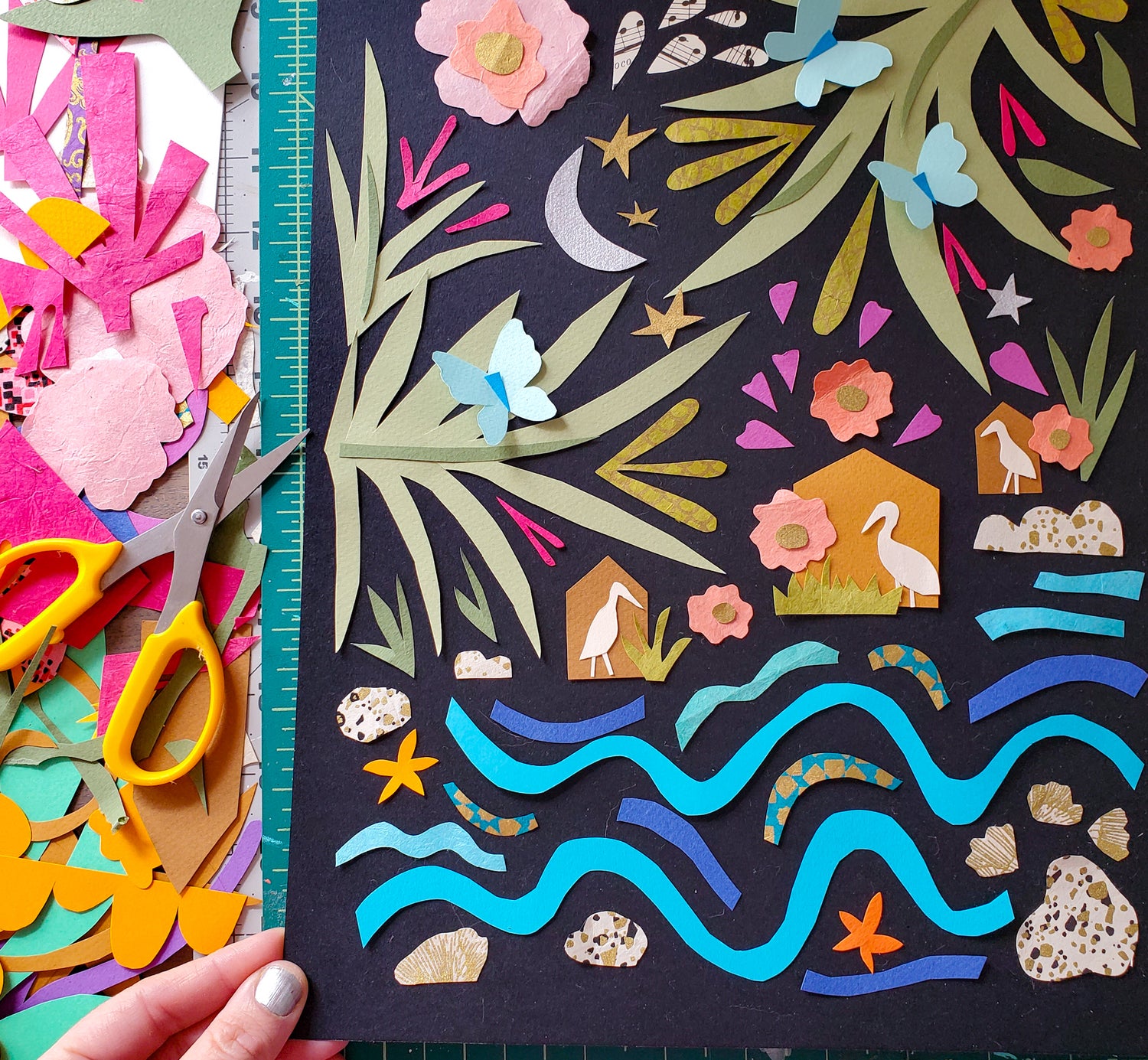 Cut Paper Illustration and Collage by Megan Jewel Stilb New Orleans Louisiana Nature Art