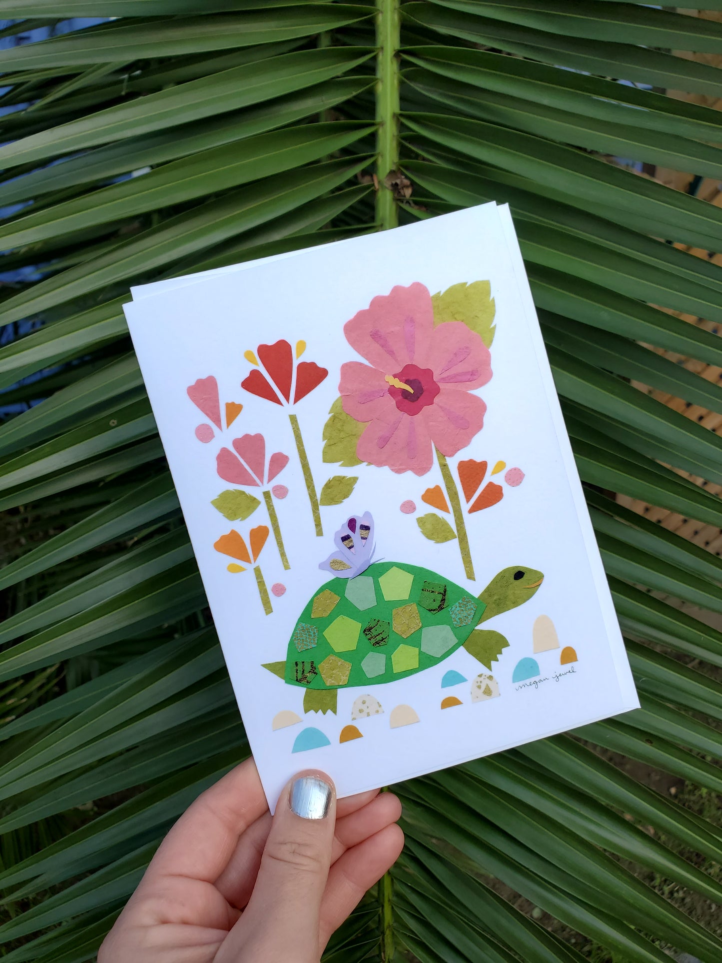 Large Art Card - Hisbiscus Turtle Greeting Card
