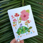 Large Art Card - Hisbiscus Turtle Greeting Card