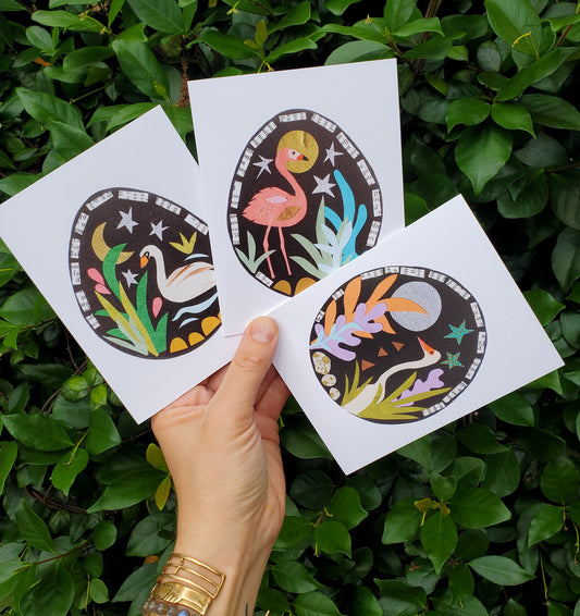 Moonlight Audubon Birds Greeting Cards