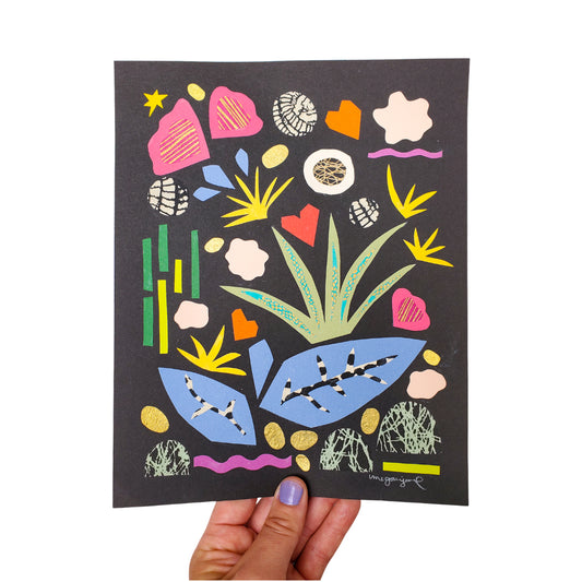 Writing Poems in a Rock Garden 8x10"