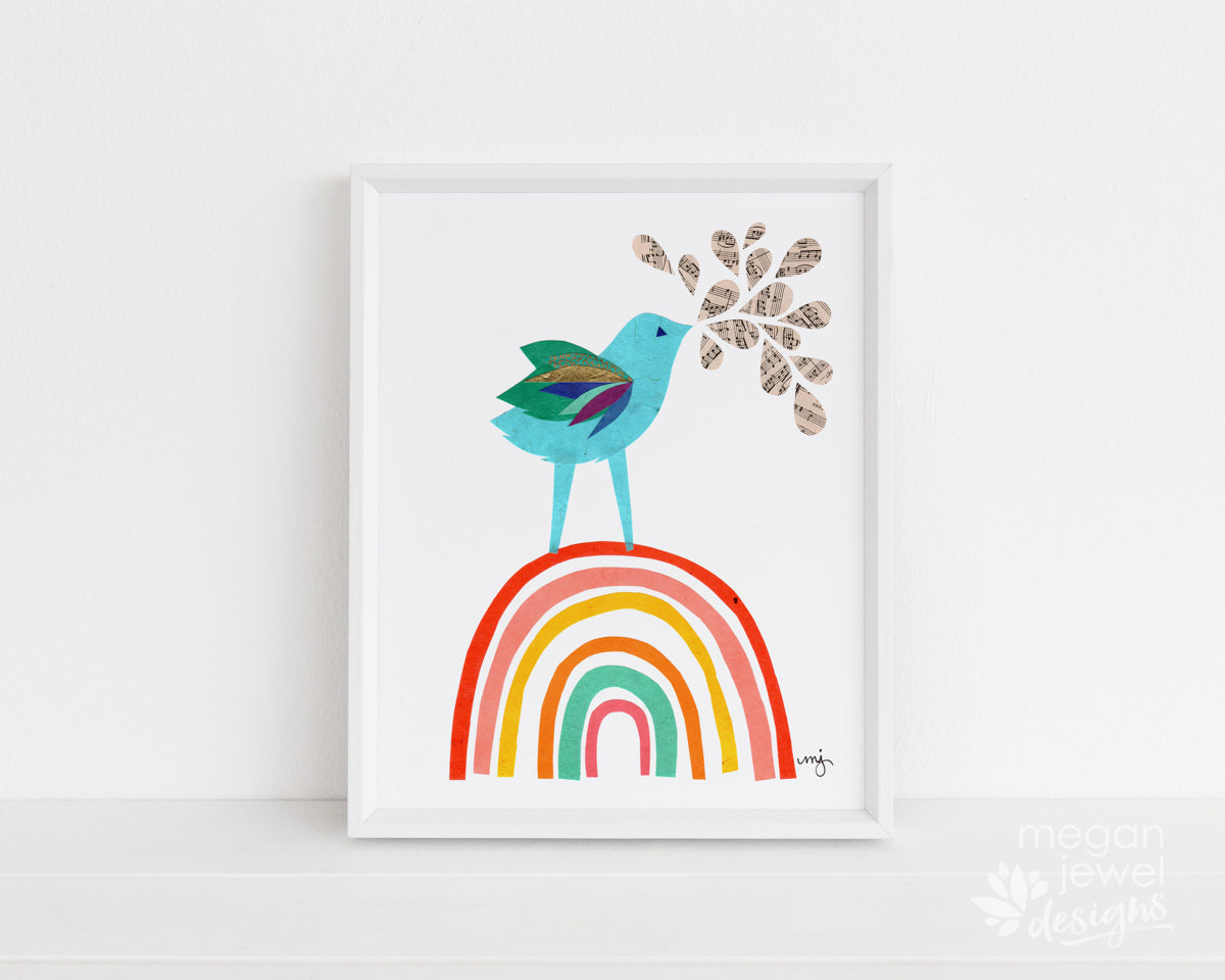 Rainbow Bluebird Print